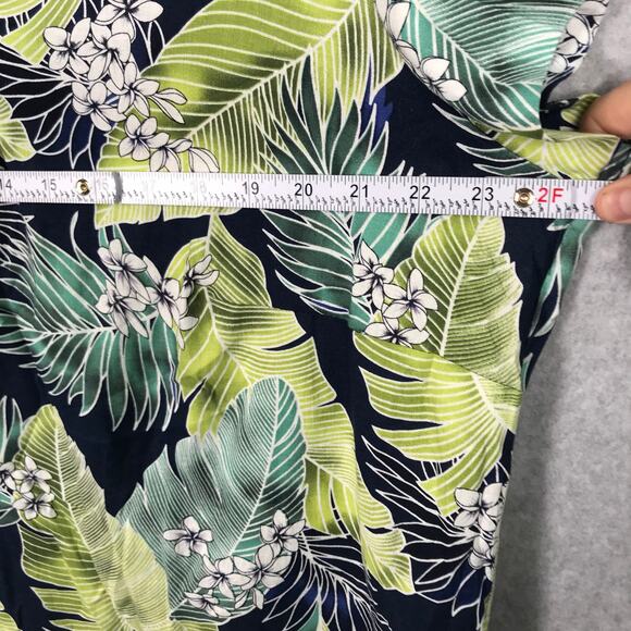 Panama Jack Top Womens Plus 1X Green Linen Palm‎ Resort Tropical Vacation Shirt - Picture 8 of 11